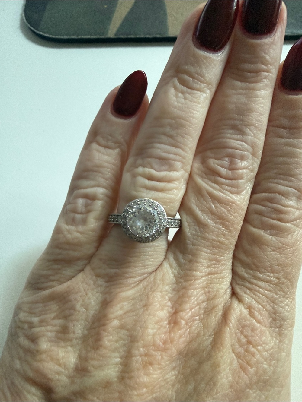 Diamonique Sterling Silver White Halo Engagement Ring - Classic Sparkle